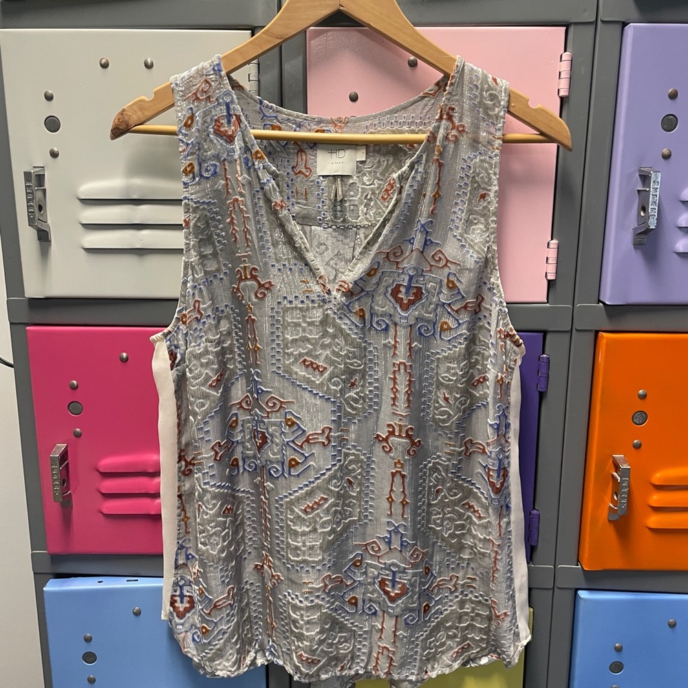 HD in Paris Textured Sleeveless Top - Gray and Blue